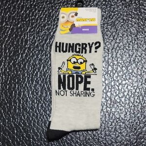 Universal Minions Gray and Black Casual Socks